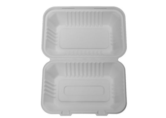 Waterproof 38g 9"×6"×3" Biodegradable Clamshell Food Containers