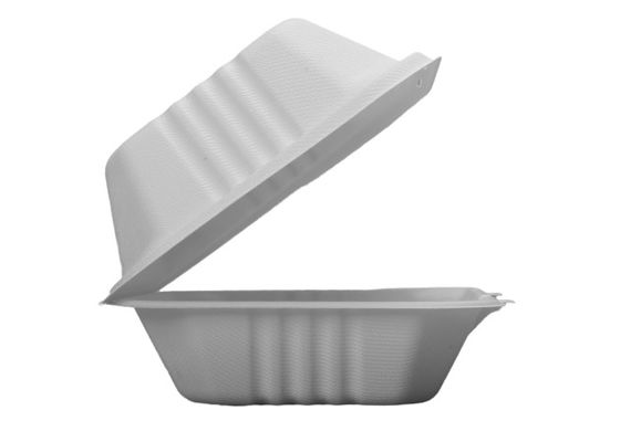 Waterproof 38g 9"×6"×3" Biodegradable Clamshell Food Containers