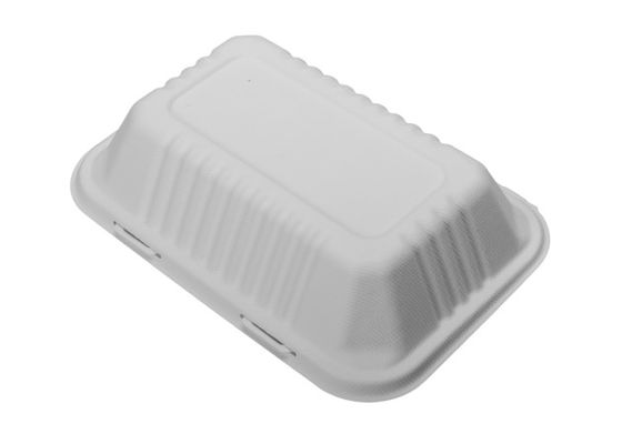 Waterproof 38g 9"×6"×3" Biodegradable Clamshell Food Containers